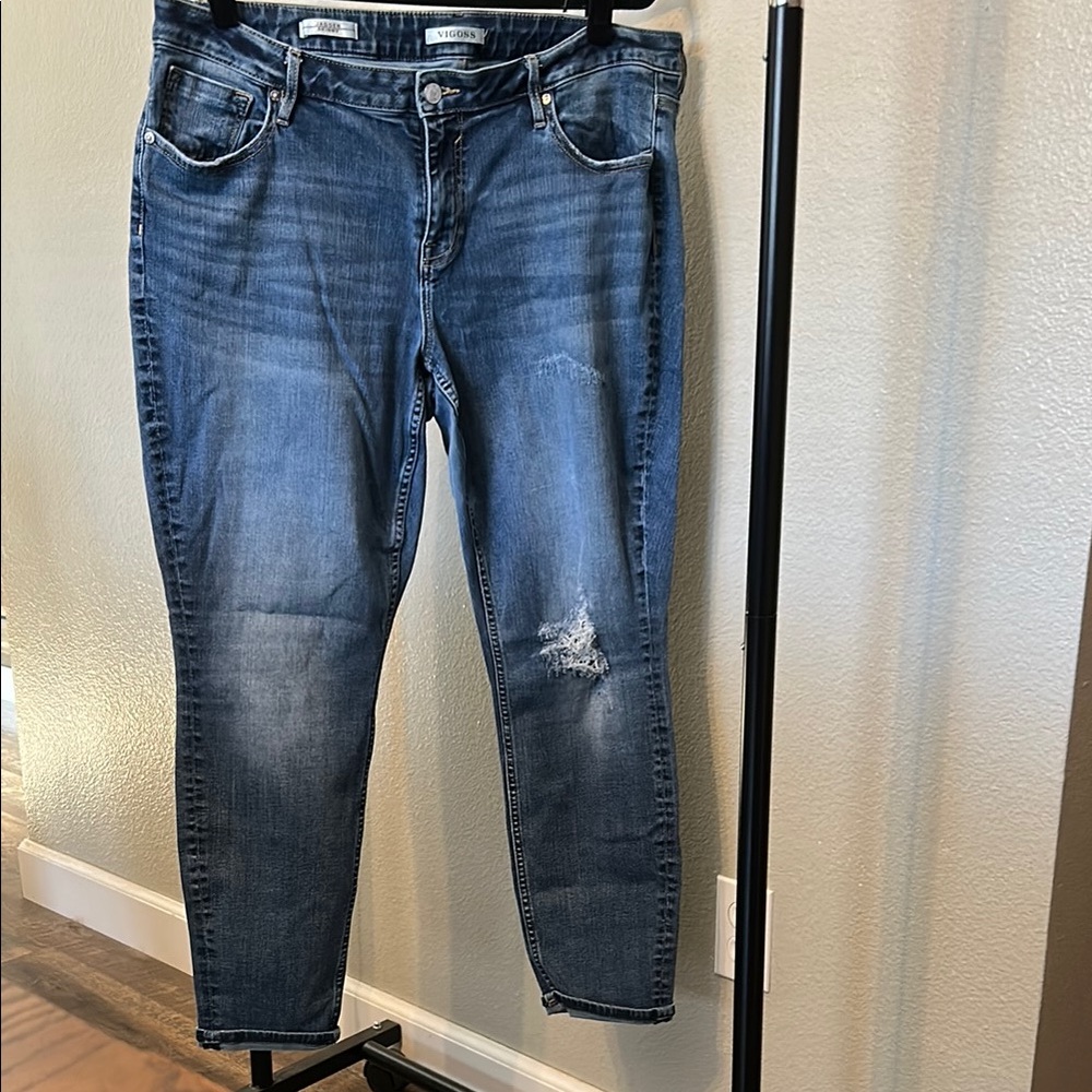 Vigoss Blue Skinny Jeans with Distressed Details